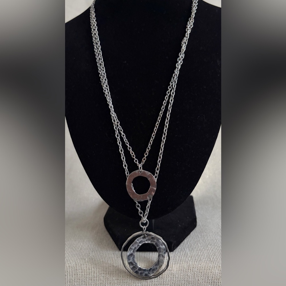 Elegant Silver Double Pendant Necklace